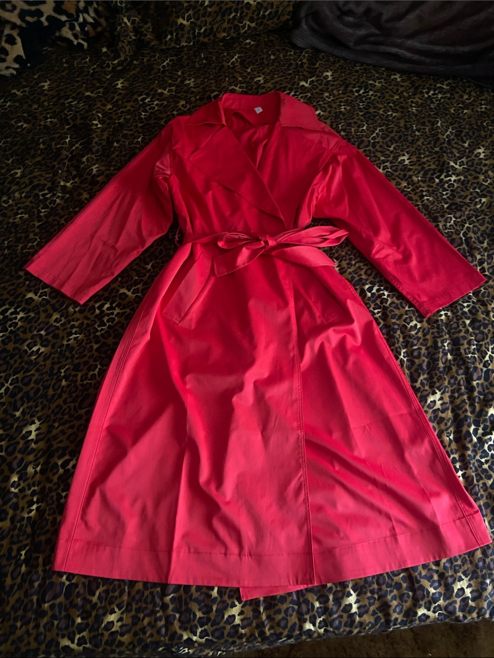 Primi Women’s Red Trench Rain ☔️ Coat with Self-Tie Belt